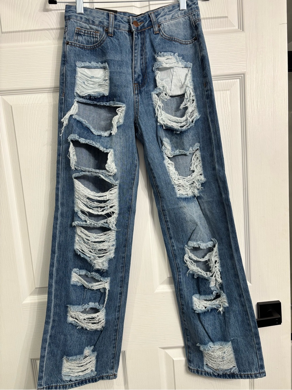 American Bazi Light Blue Distressed Wide-Leg Jeans